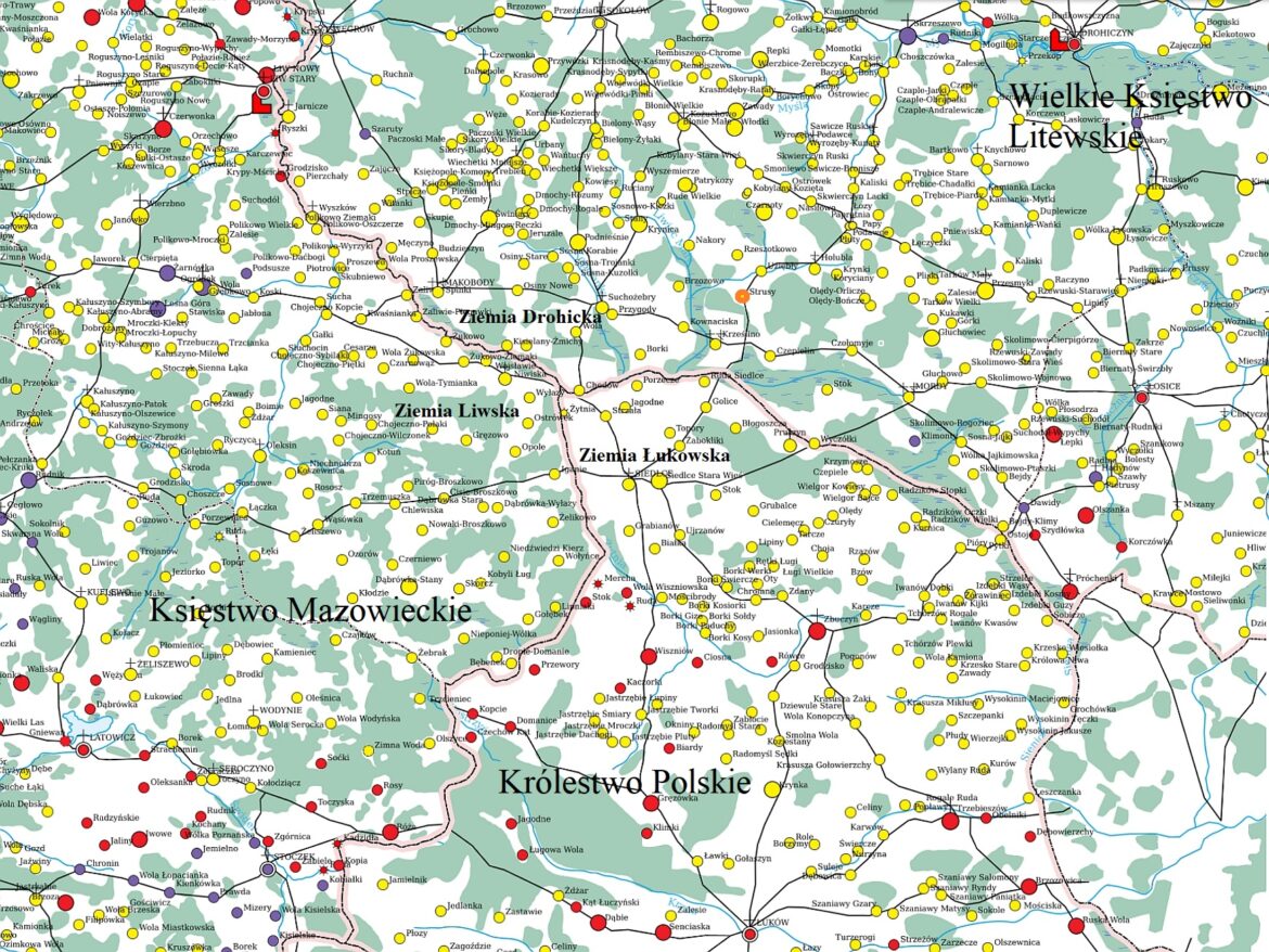 Atlas Fontium - Osady w XVI wieku
